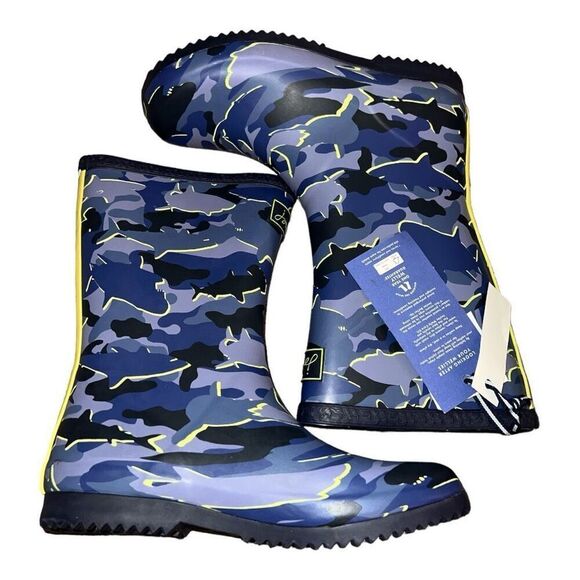 Joules Rain Boots Molly Welly Mid Rain Boots camouflage sharks Size 4 - Picture 6 of 7